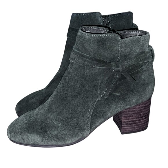 Violet & Red Jenna Ankle Boots With Leather Upper & Stacked Heel Size 6  Green - Picture 13 of 16